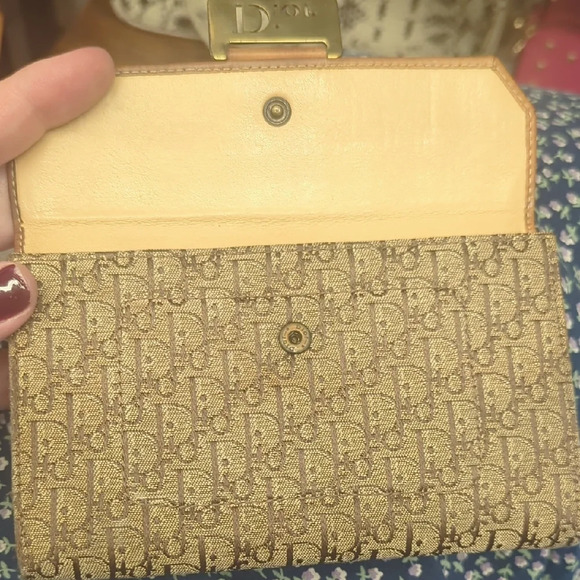 Dior Tan and Brown Wallet with Gold Clasp - Picture 2 of 10